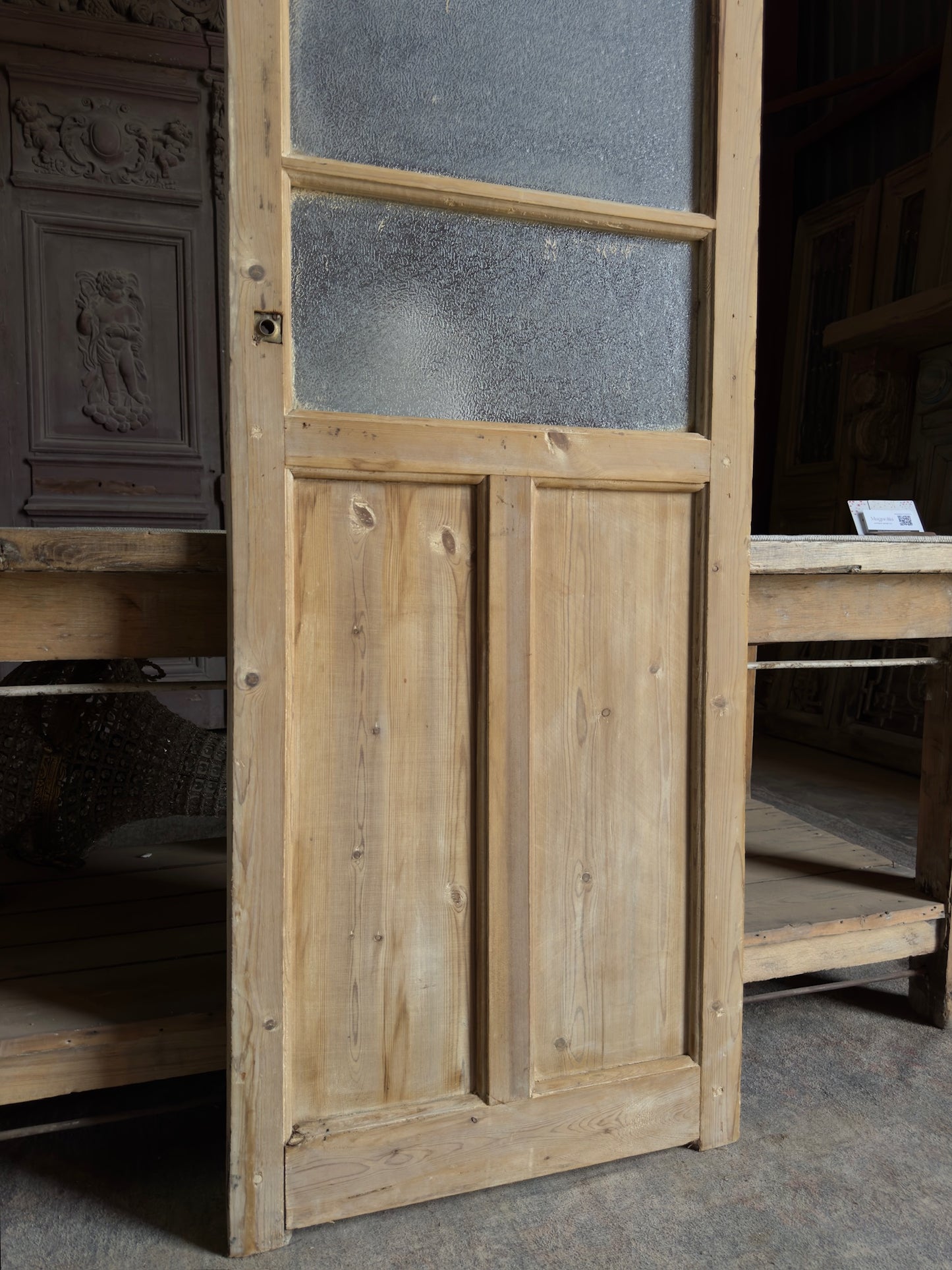 19th Century Antique Glass Door - 25x81.5 J482