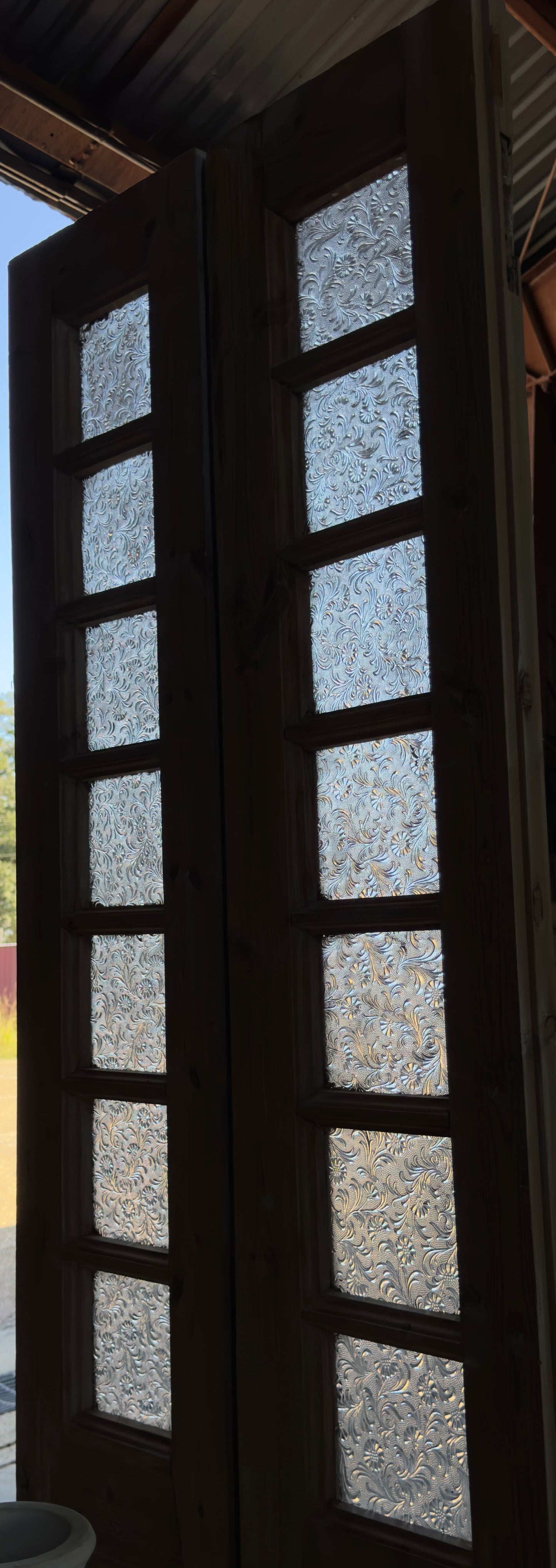 Narrow 14 Lite Antique Glass Panels - 26x93.5 K490