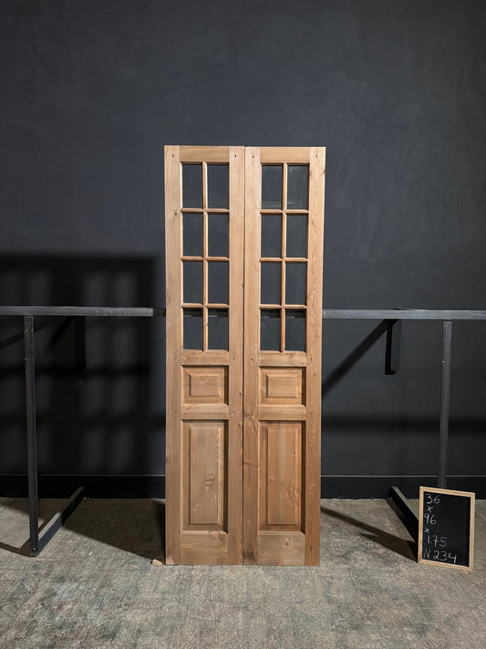 Handcrafted 8 Lite Glass French Doors - 36x96 - N234