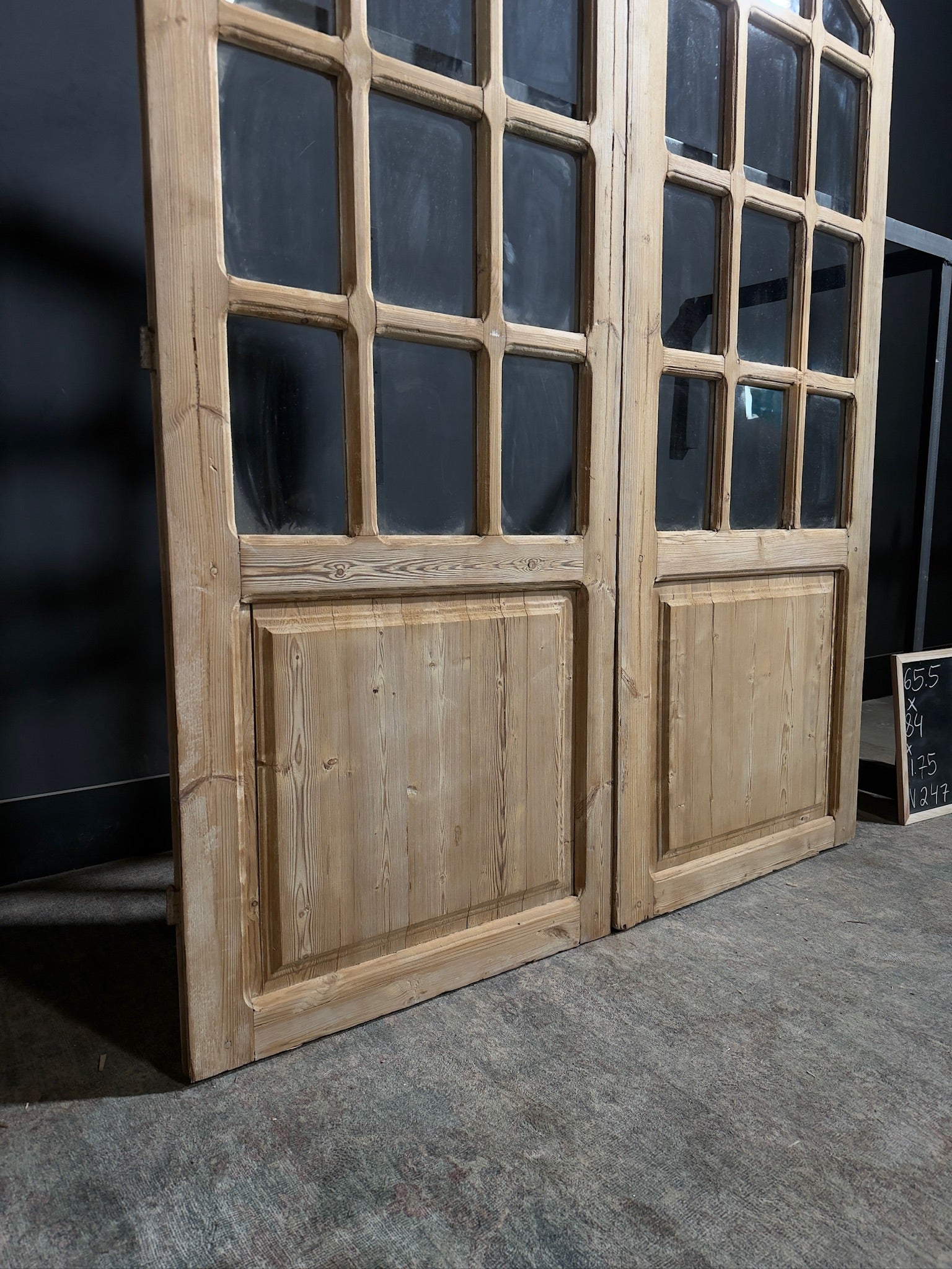 Antique Glass 11 Lite Arched French Doors - 65.5x84 - N247