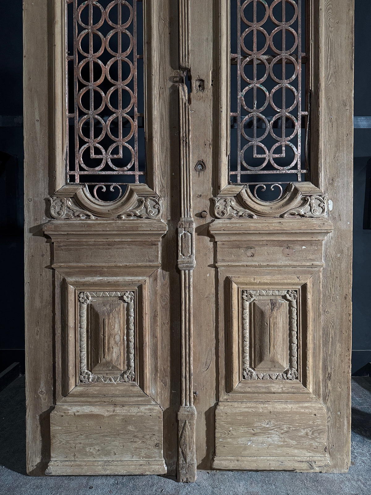Antique Carved Iron French Doors - 53.5x100 - N589