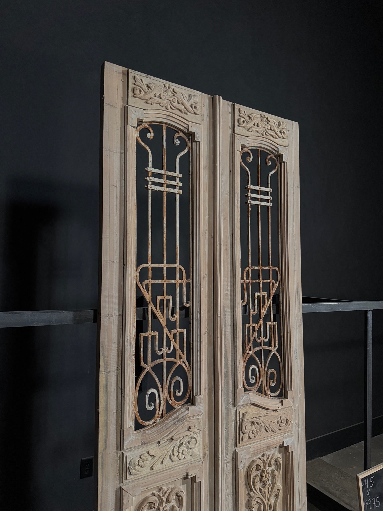 Antique Carved Iron French Doors - 44.5x99.75 - N334