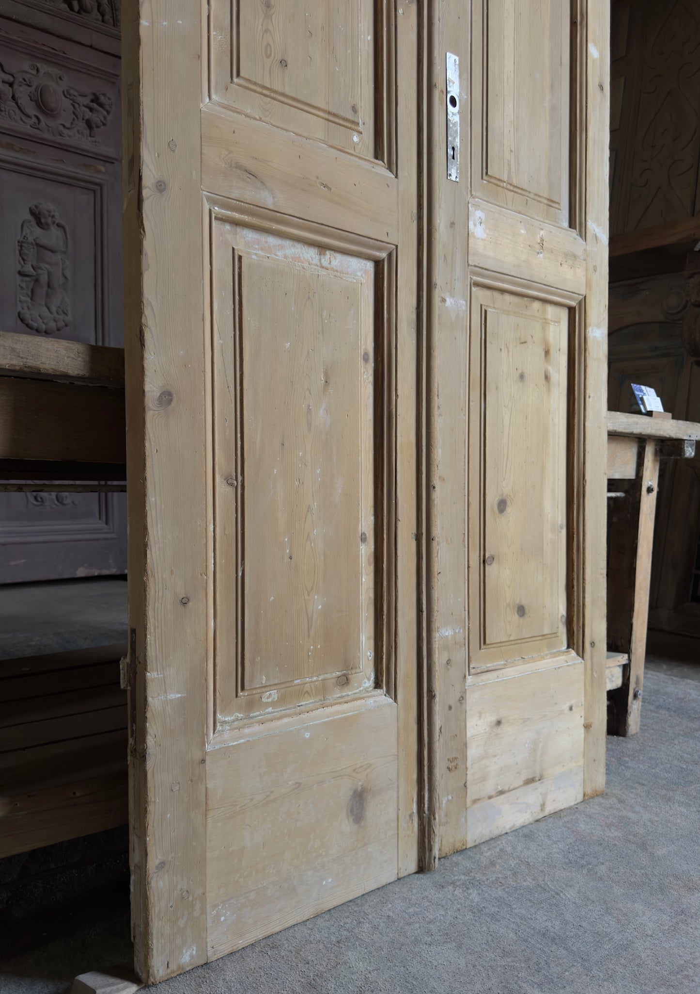 2 Panel Antique Solid French Doors - 39.5x103.5 K323