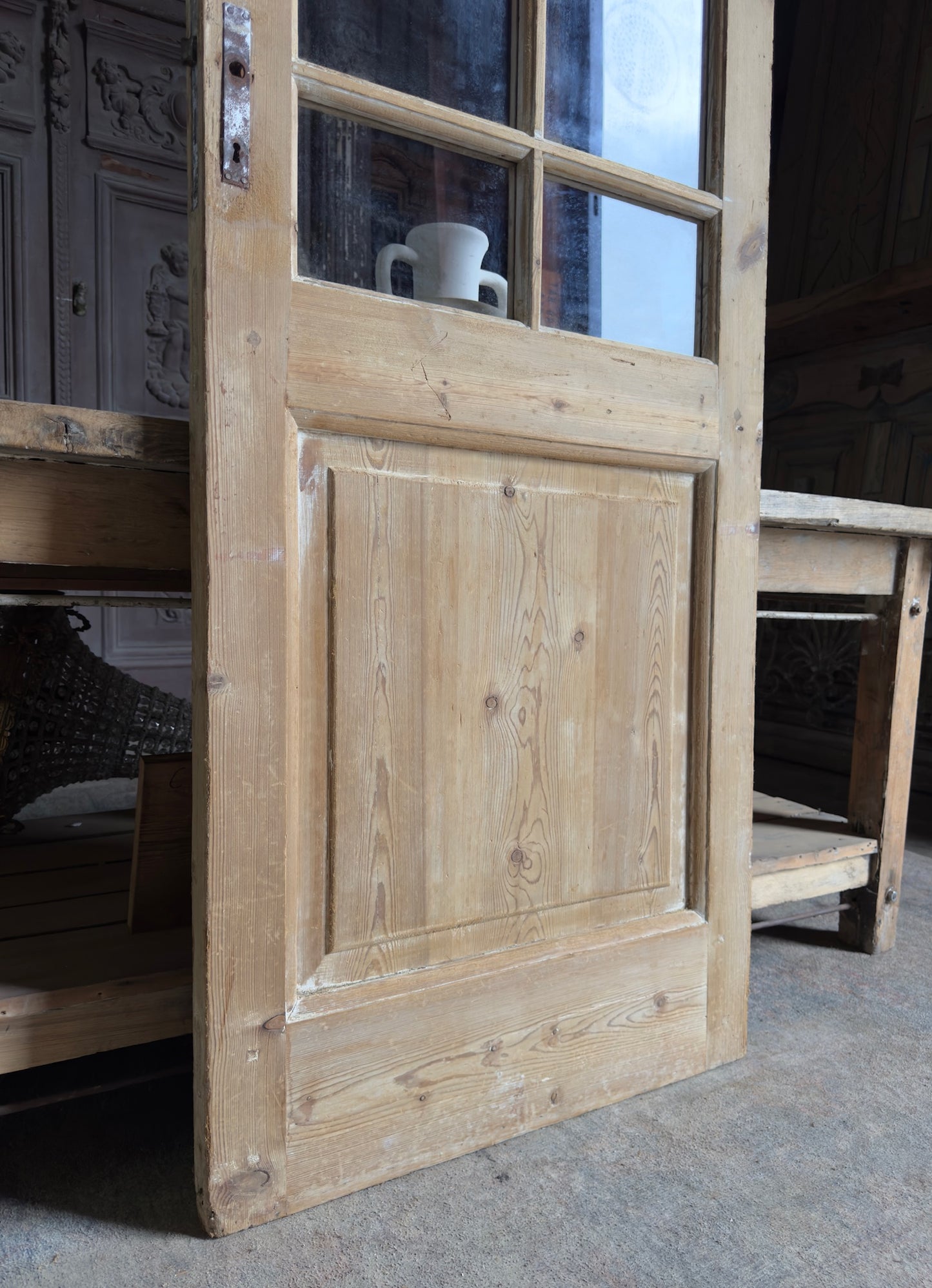 19th Century Antique Glass Single Door - 29x84.25 K125
