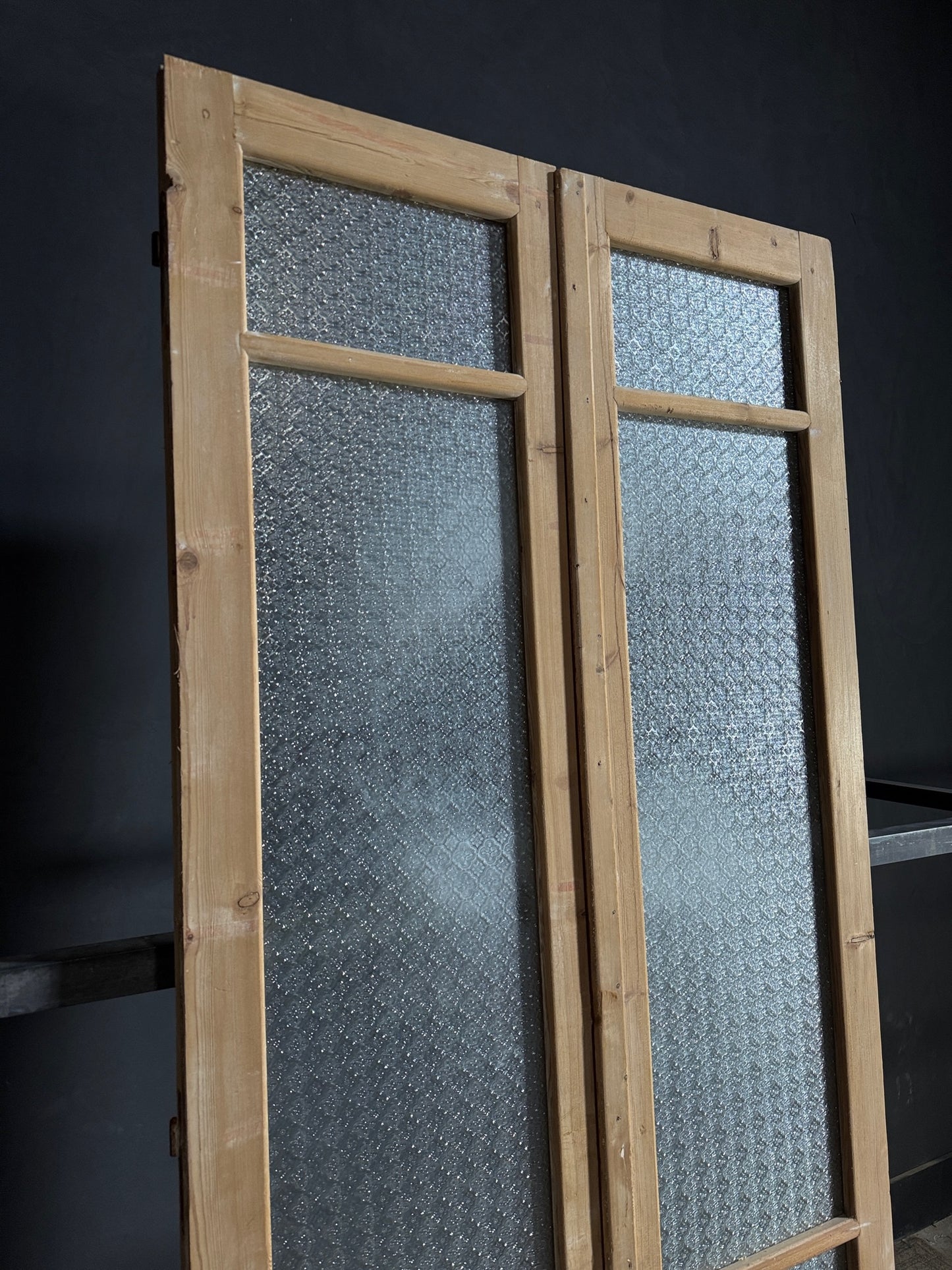 Antique Obscured Glass 2 Lite French Doors - 43.5x100.5 - N627