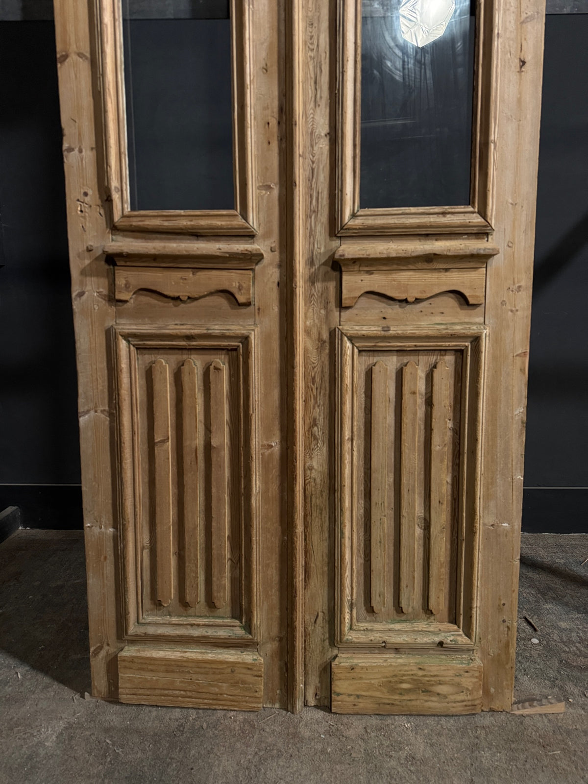Antique Carved 1 Lite French Doors - 37.5x95 - N715