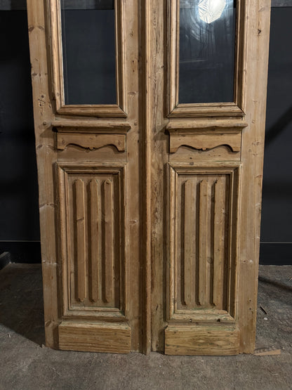 Antique Carved 1 Lite French Doors - 37.5x95 - N715