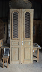 Antique Iron Arched Lite French Doors - 44x102.25 - L572