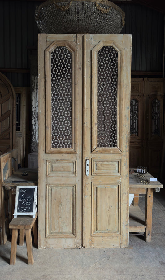 Antique Leaded Glass 2 Lite French Doors - 44x102.25 - L572