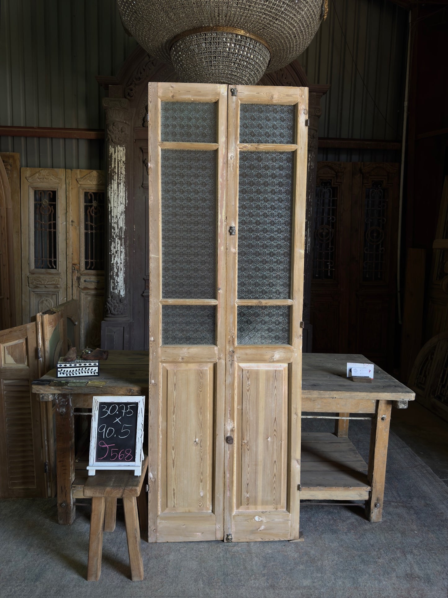 6 Lite Glass Antique French Doors - 30.75x90.5 J568