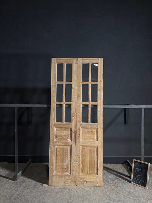 Antique Glass 6 Lite French Doors - 40x95.5 - N674