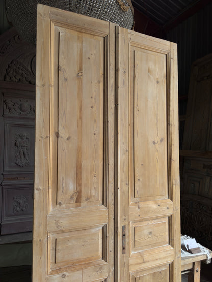 3 Panel Antique Solid French Doors - 44x101.25 J342