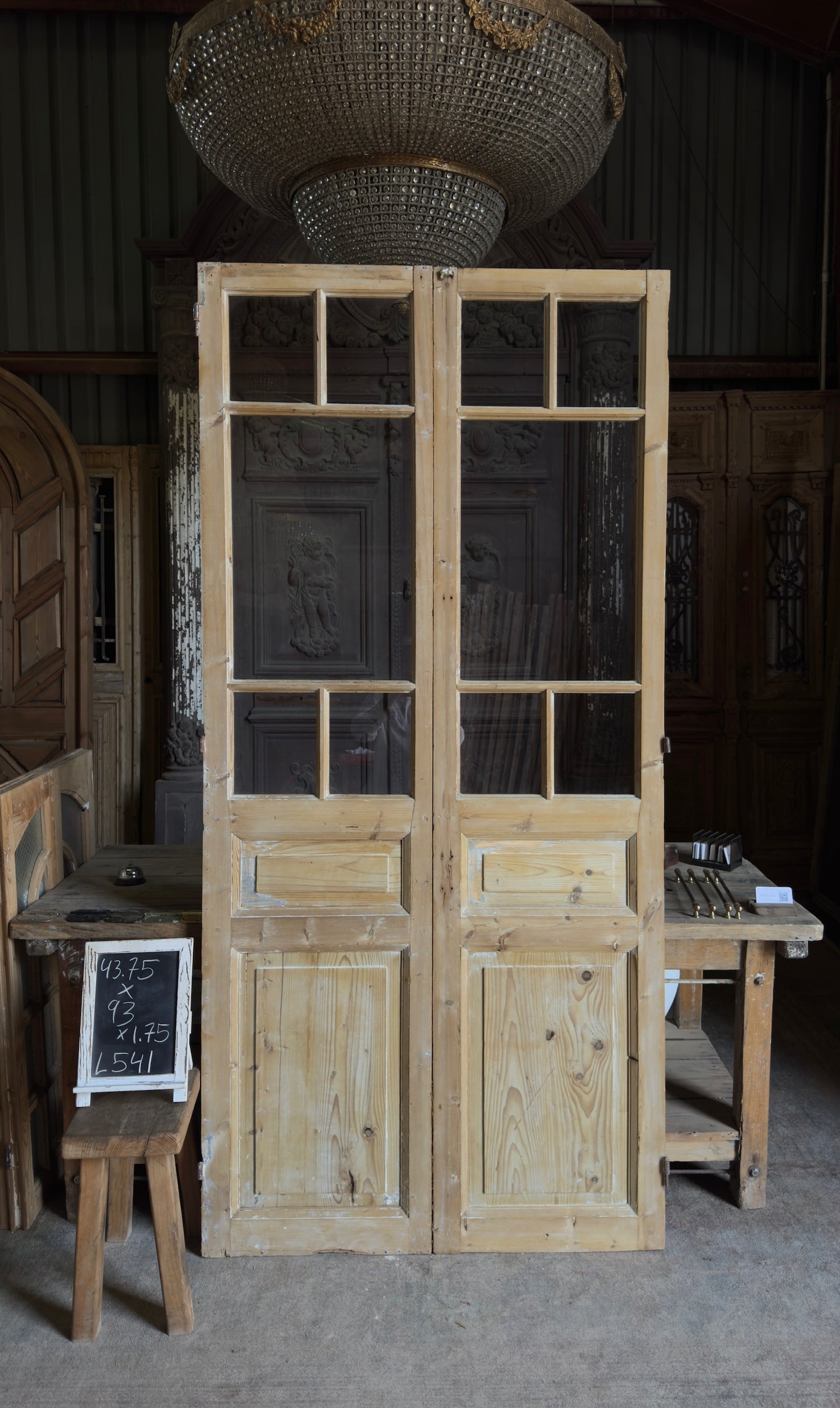 Antique Glass 5 Lite French Doors - 43.75x93 - L541