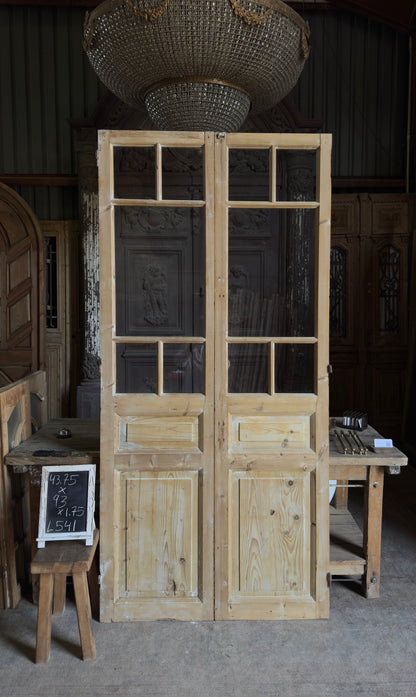Antique Glass 5 Lite French Doors - 43.75x93 - L541