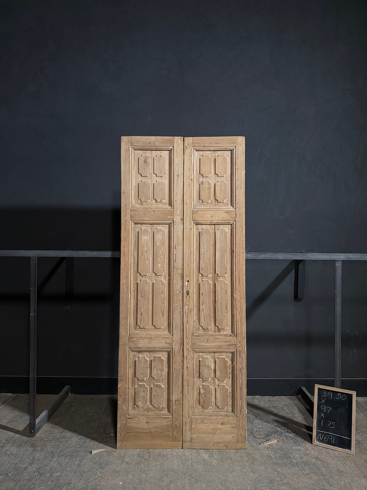 Antique 3 Panel Solid Double Doors - 39.5x97 - N691