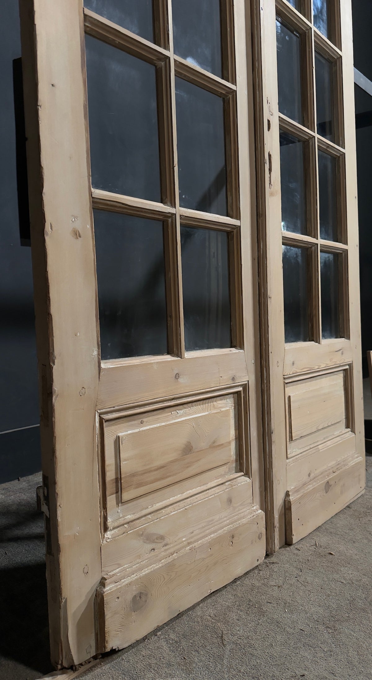 Antique Clear Glass Raised Panel French Doors - 48x98.5 - N772
