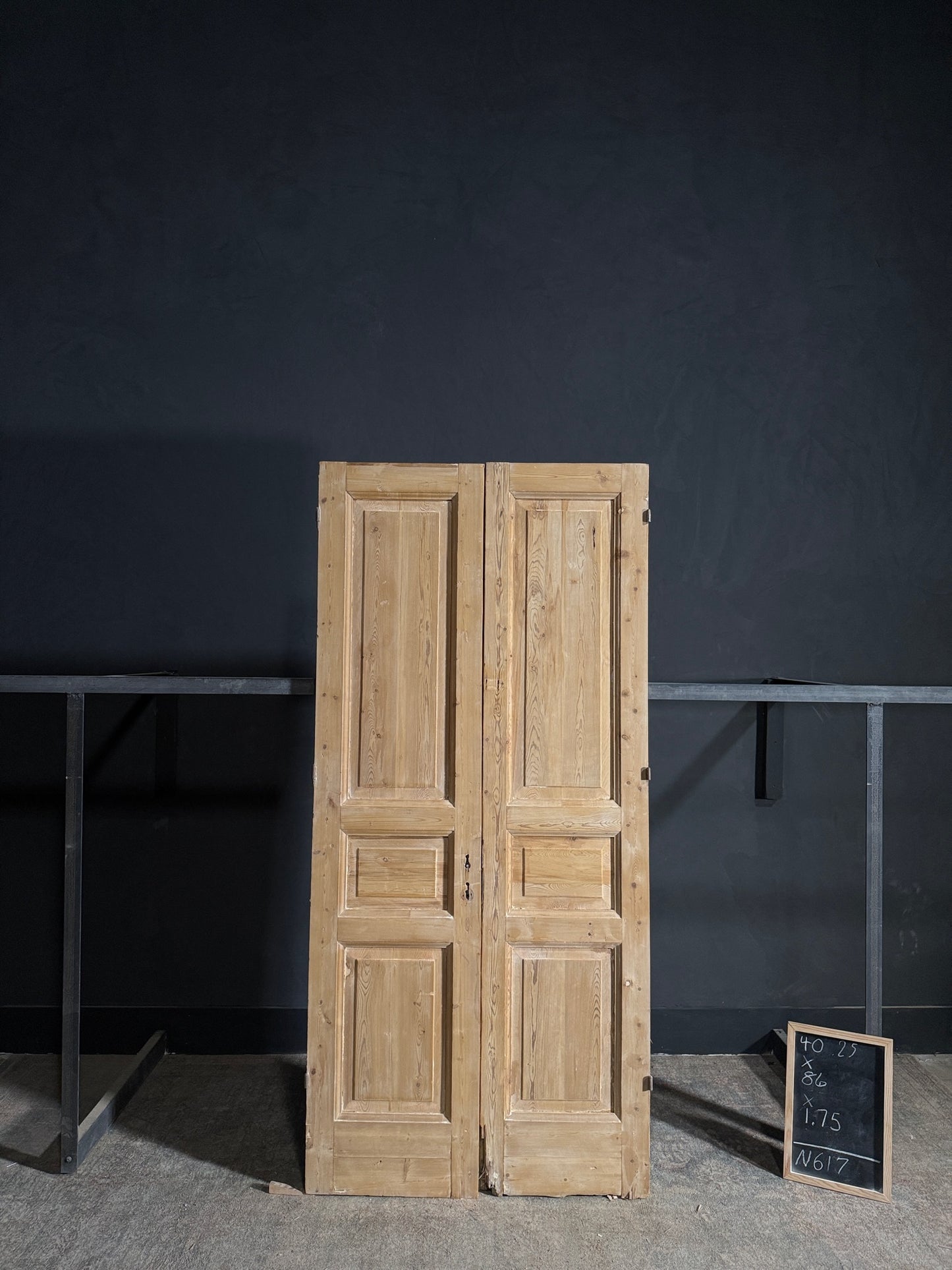Antique 3 Panel Solid Double Doors - 40.25x86 - N617