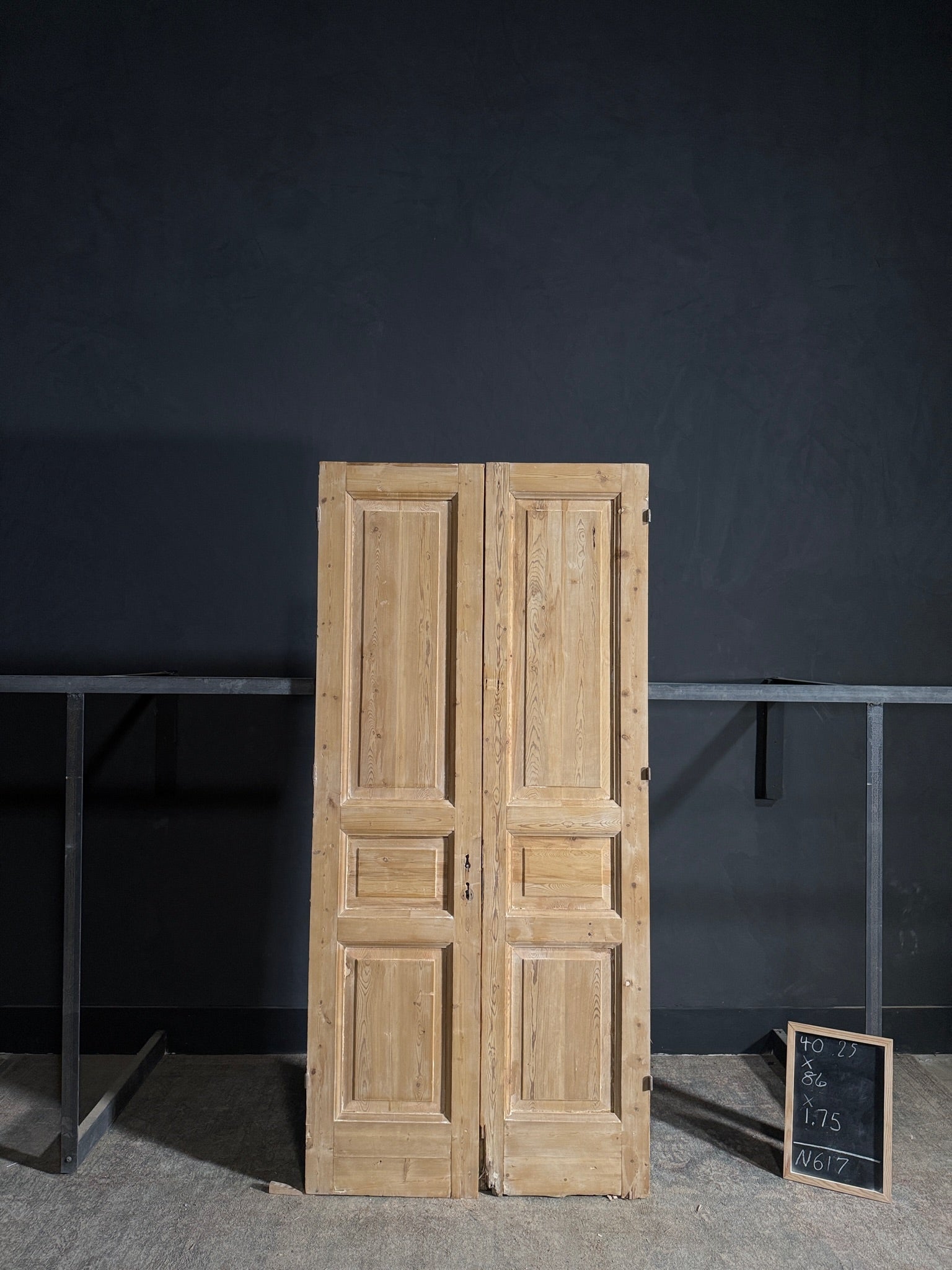 Antique 3 Panel Solid Double Doors - 40.25x86 - N617