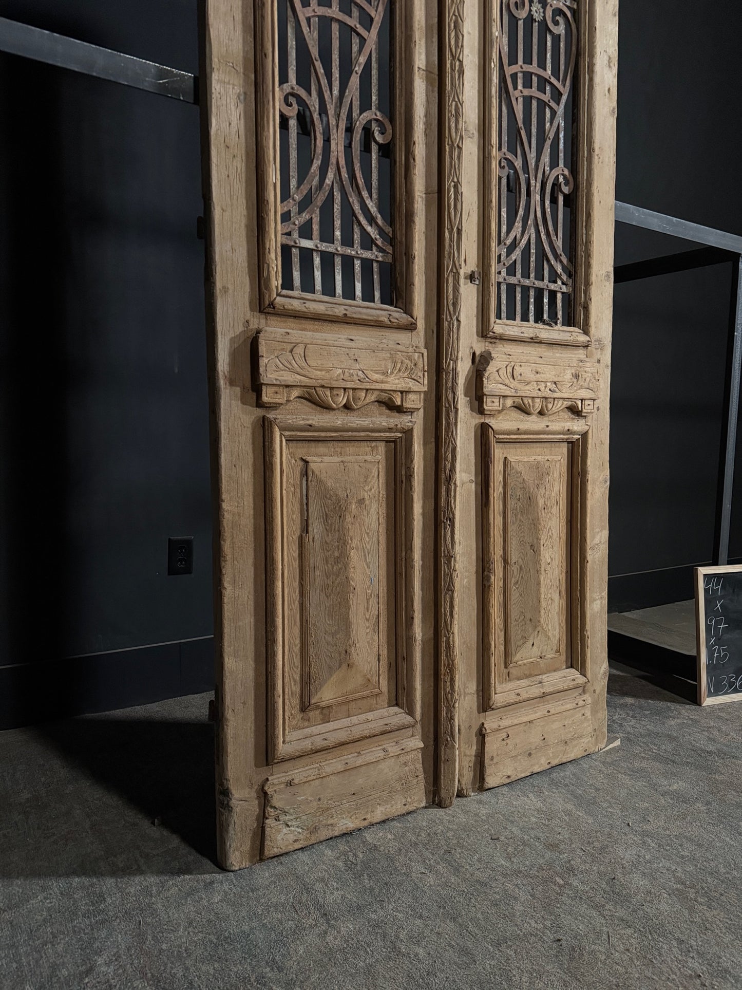 Antique Carved Iron French Doors - 44x97 - N336