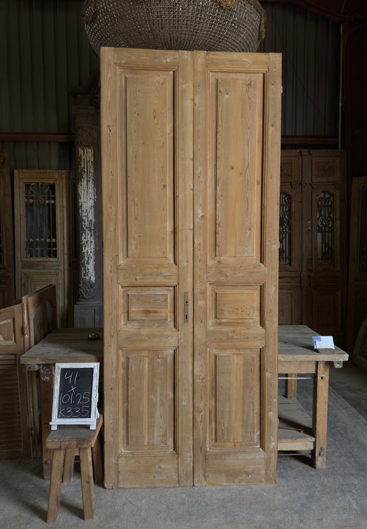 3 Panel Antique Solid French Doors - 41x101.25 K335