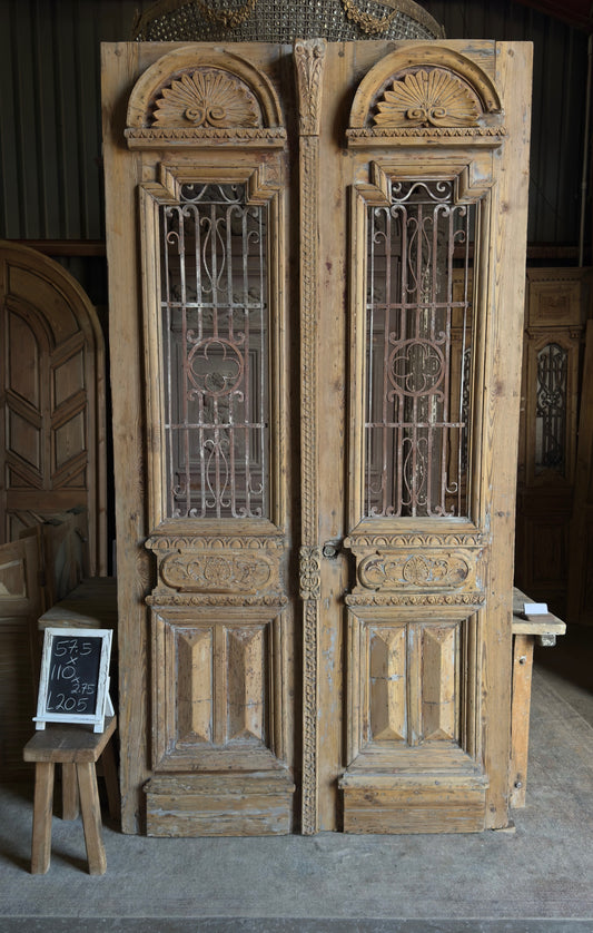 Grand Antique Iron French Doors - 57.5x110 - L205