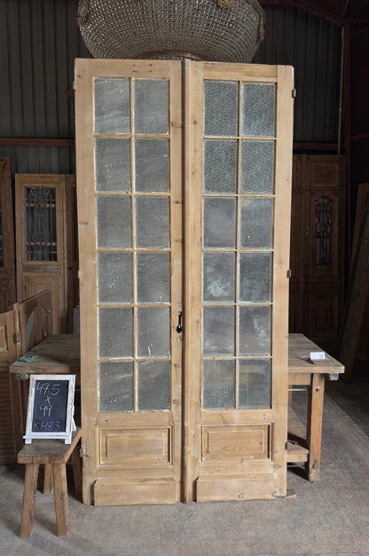 12 Lite Glass Antique French Doors - 47.5x99 K483