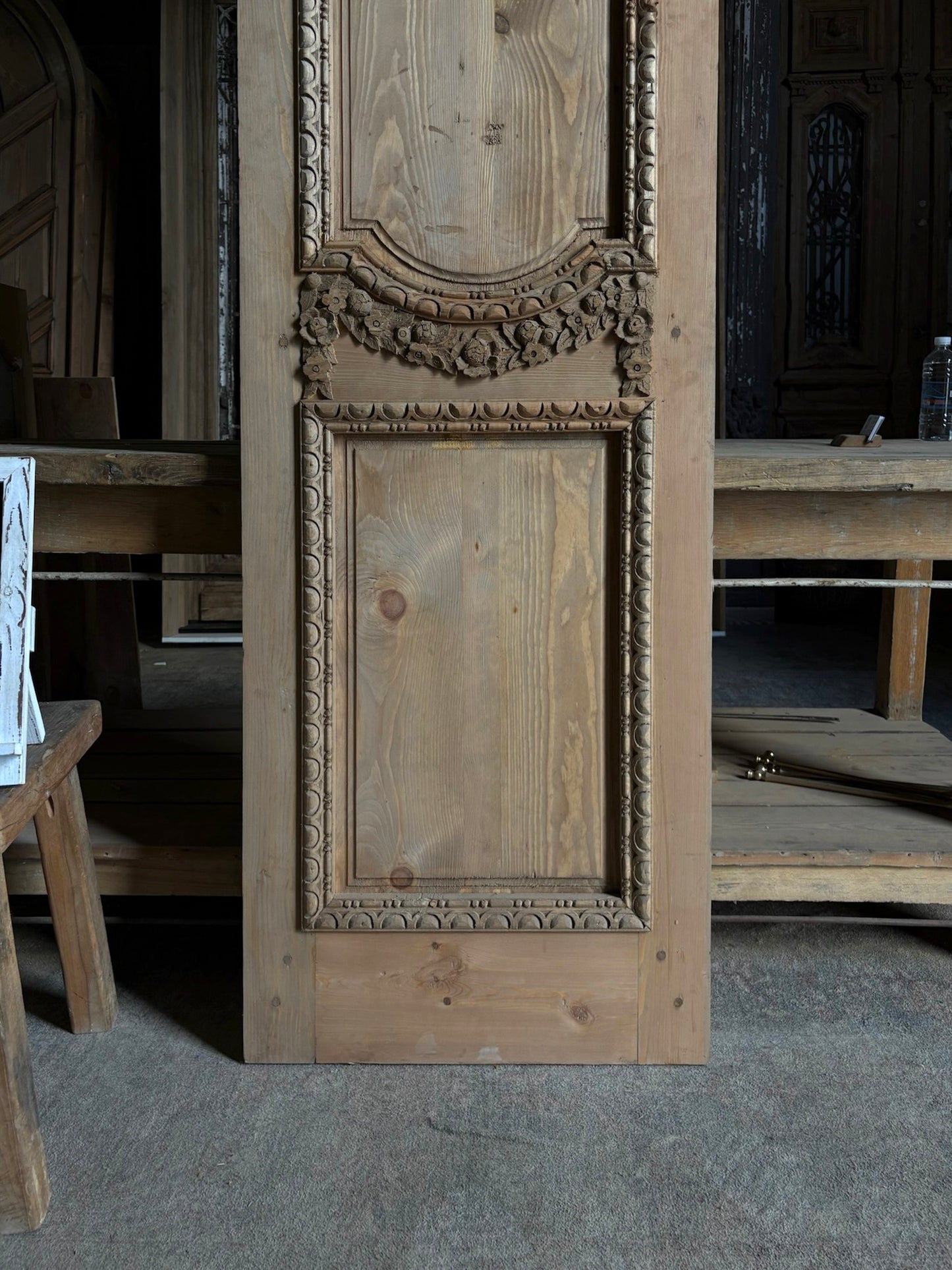 (The Helena) Handcrafted Hand carved Solid French Door - 24x96 L44