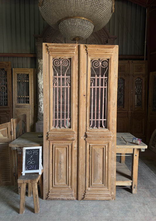 Scrolled Antique Iron French Doors - 40.75x86 K281