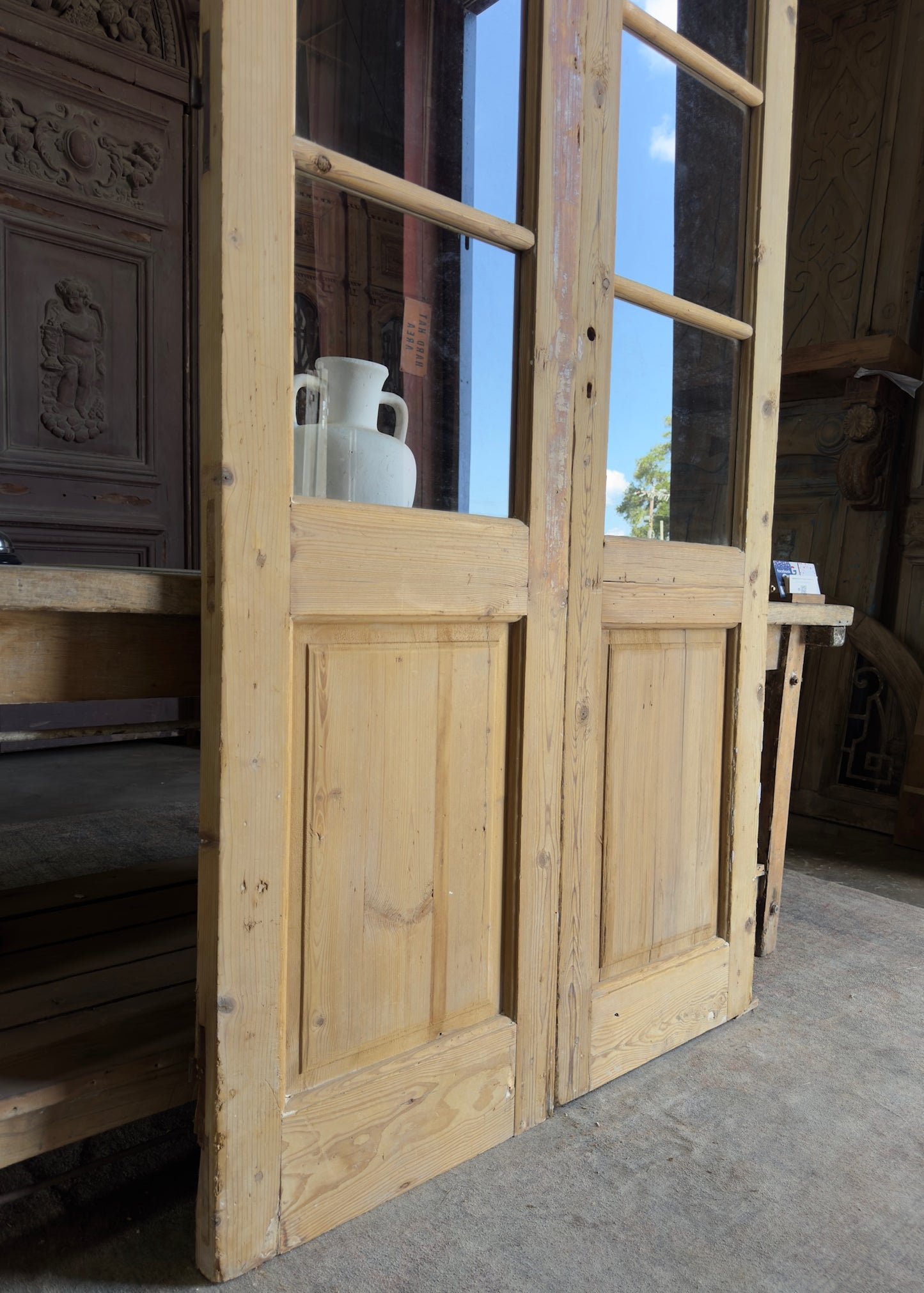 8 Lite European Antique Glass French Doors - 43.5x99 K287