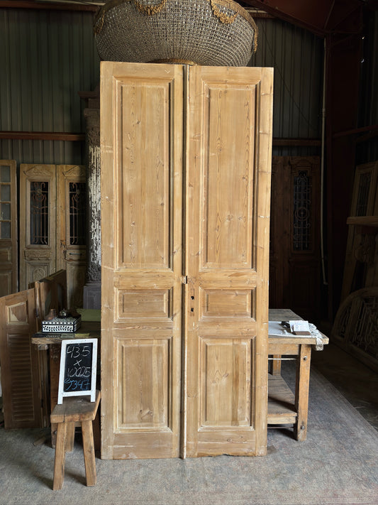 3 Panel Antique Solid French Doors - 43.5x100.25 J347