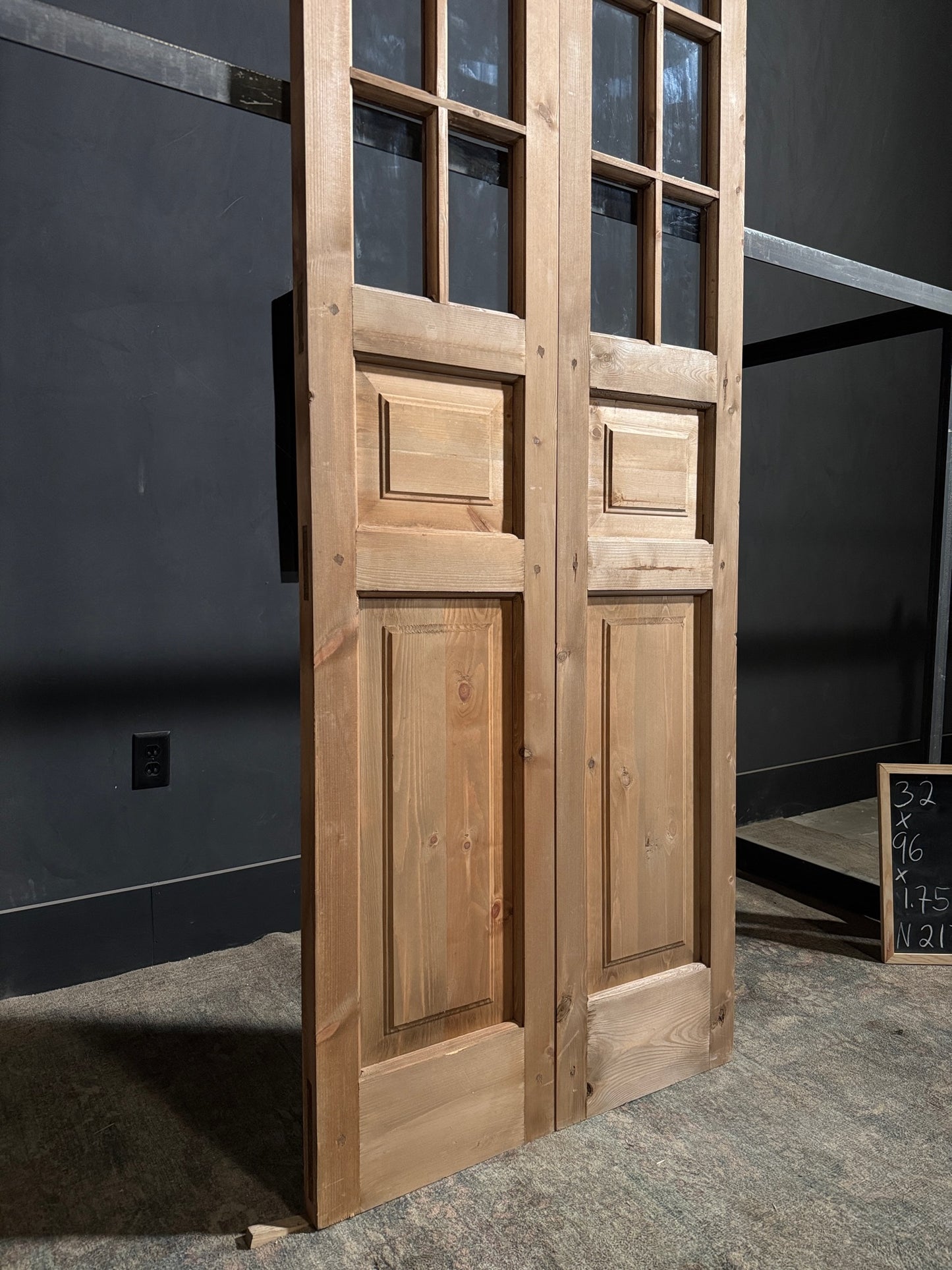 Handcrafted 8 Lite Glass French Doors - 32x96 - N217