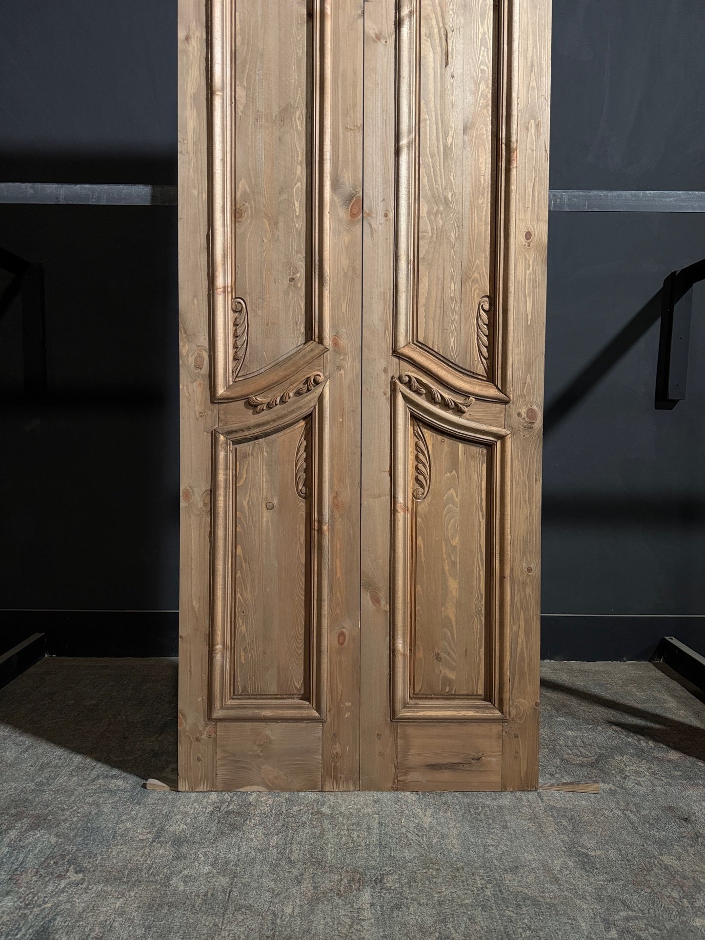 Handcrafted 2 Panel Carved Solid French Doors - 36x96 - N216