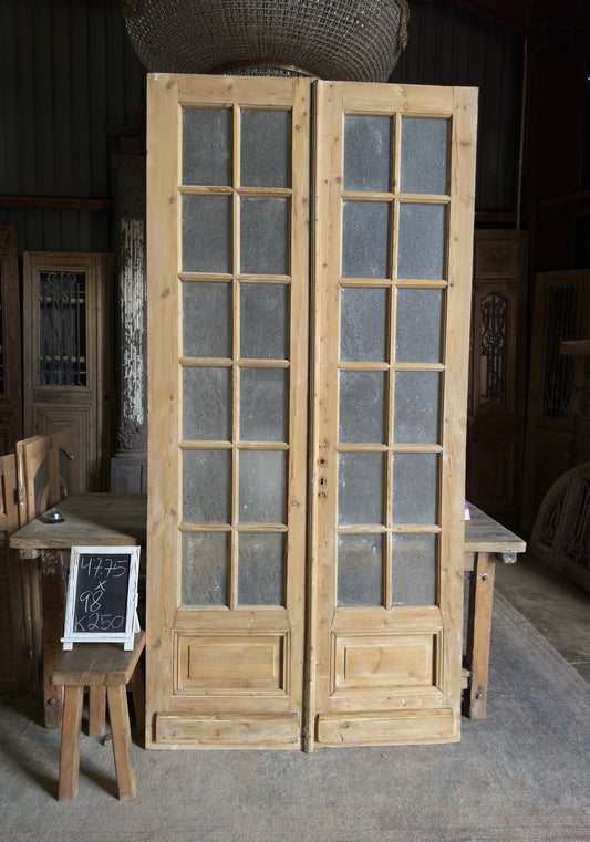 12 Lite Glass Antique French Doors - 47.75x98 K250