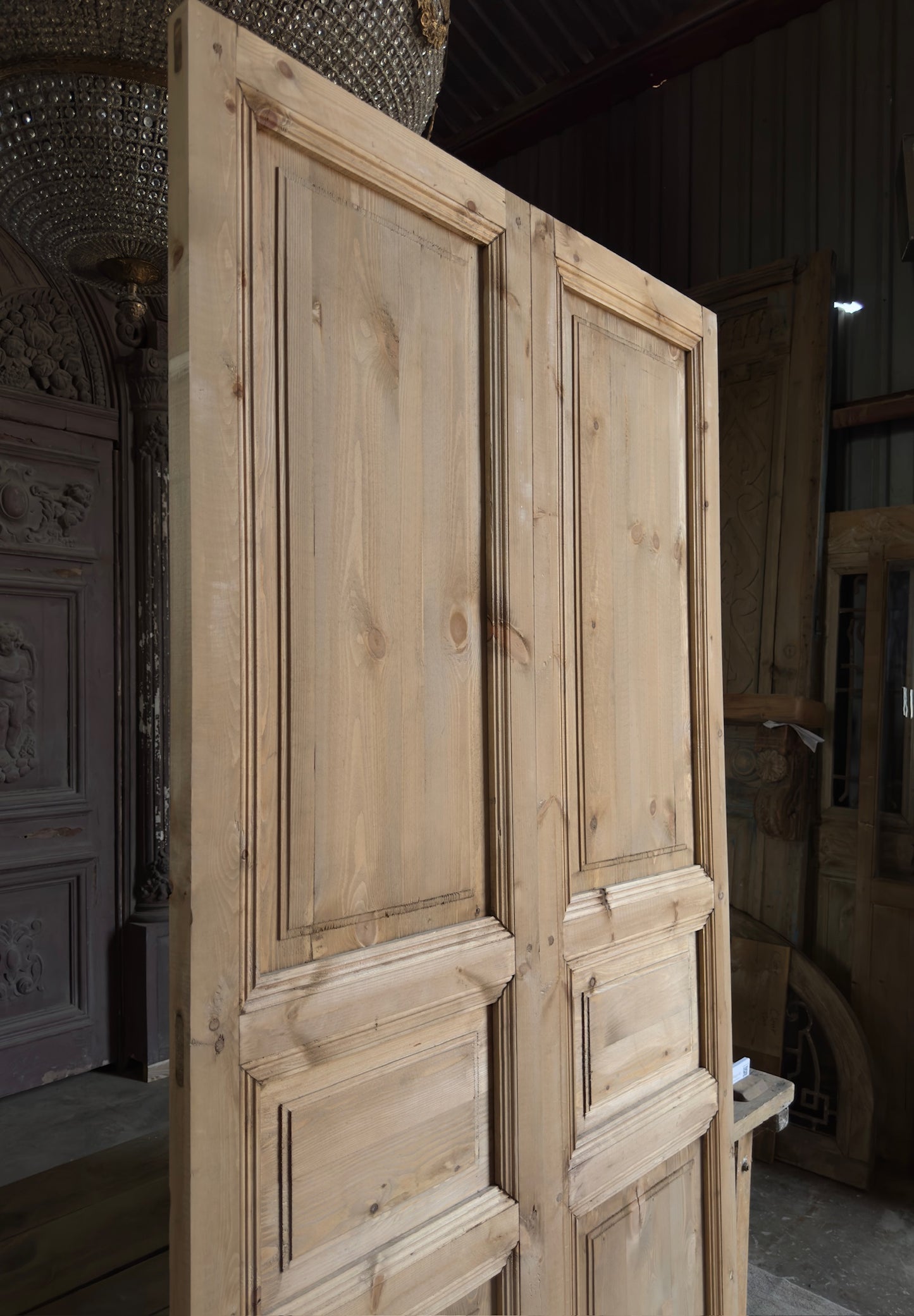 Handcrafted 3 Panel Solid French Doors - 48x96 L19