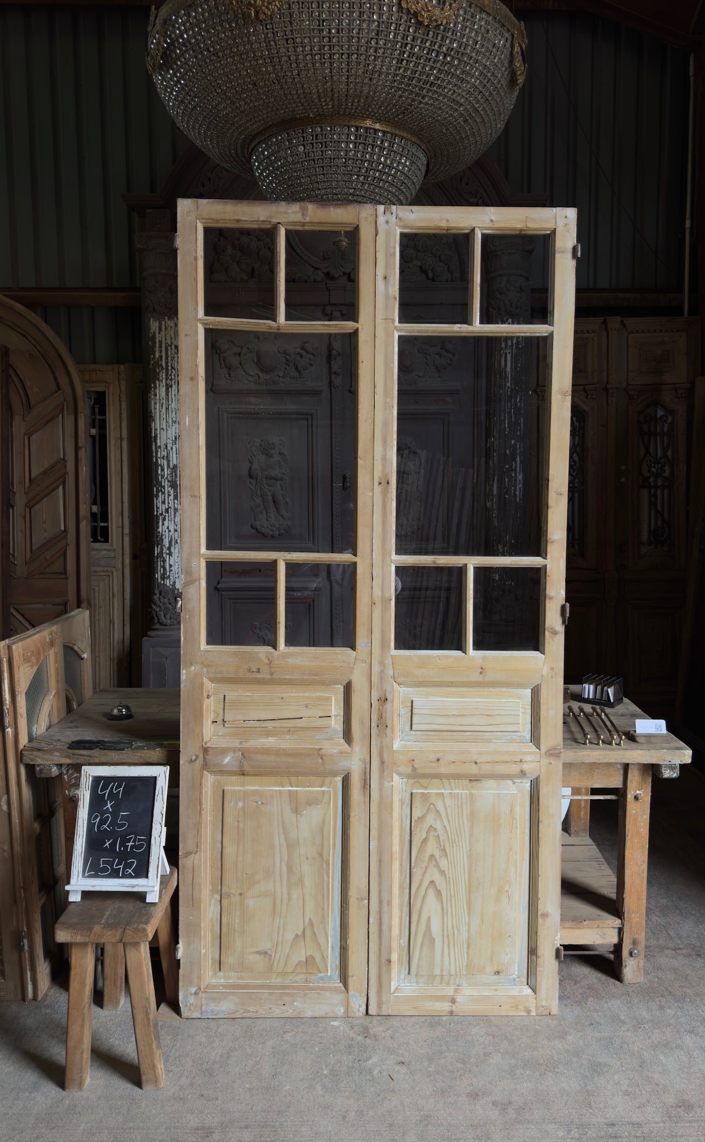 Antique Glass 5 Lite French Doors - 44x92.5 - L542