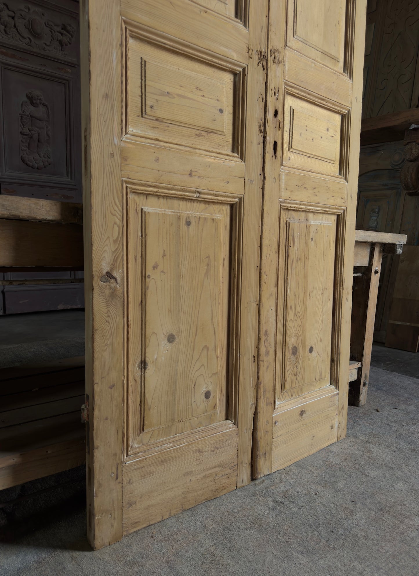 3 Panel Antique Solid French Doors - 39.5x95 K351