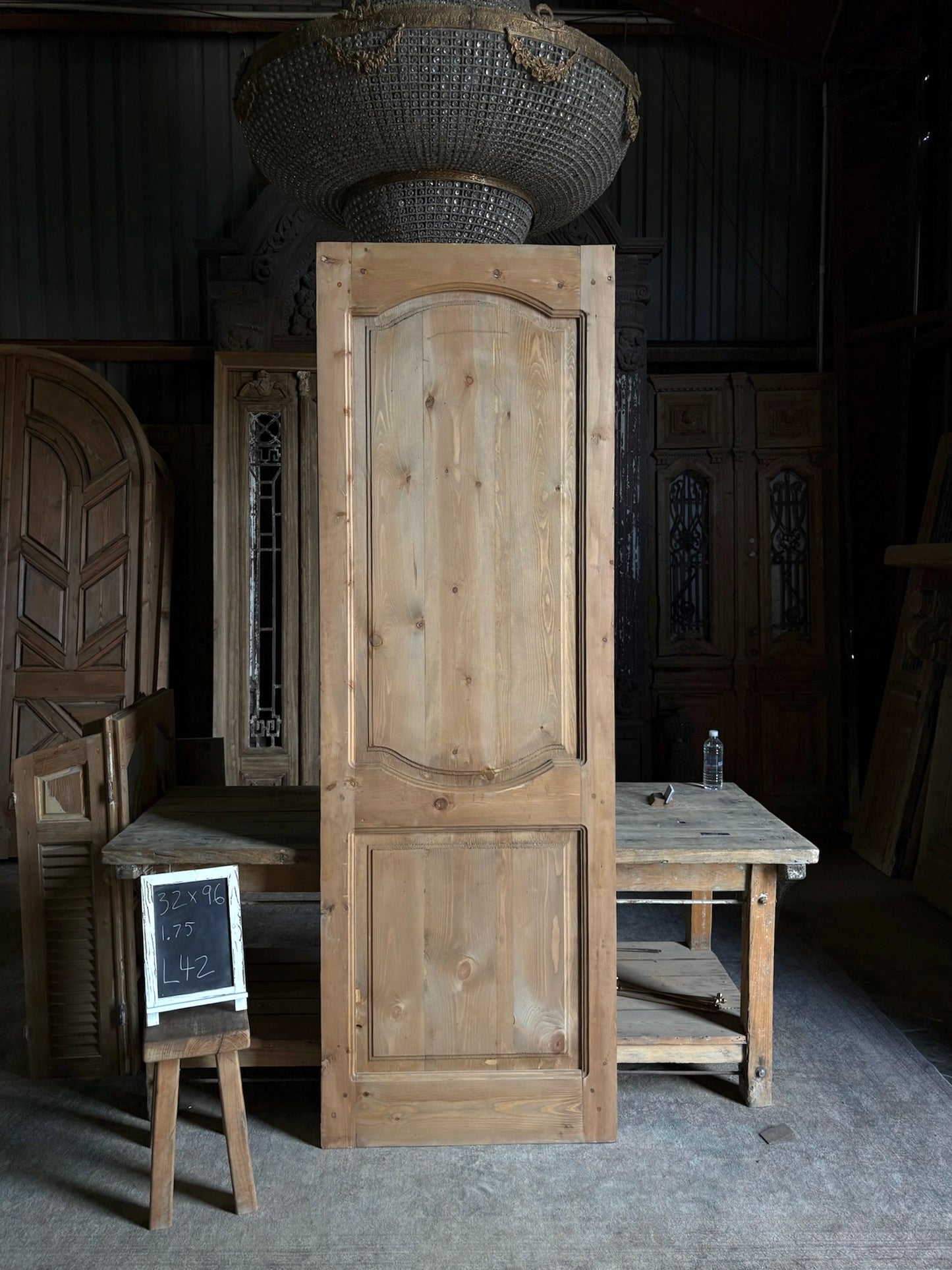 (The Helena) Handcrafted Hand carved Solid French Door - 32x96 L42