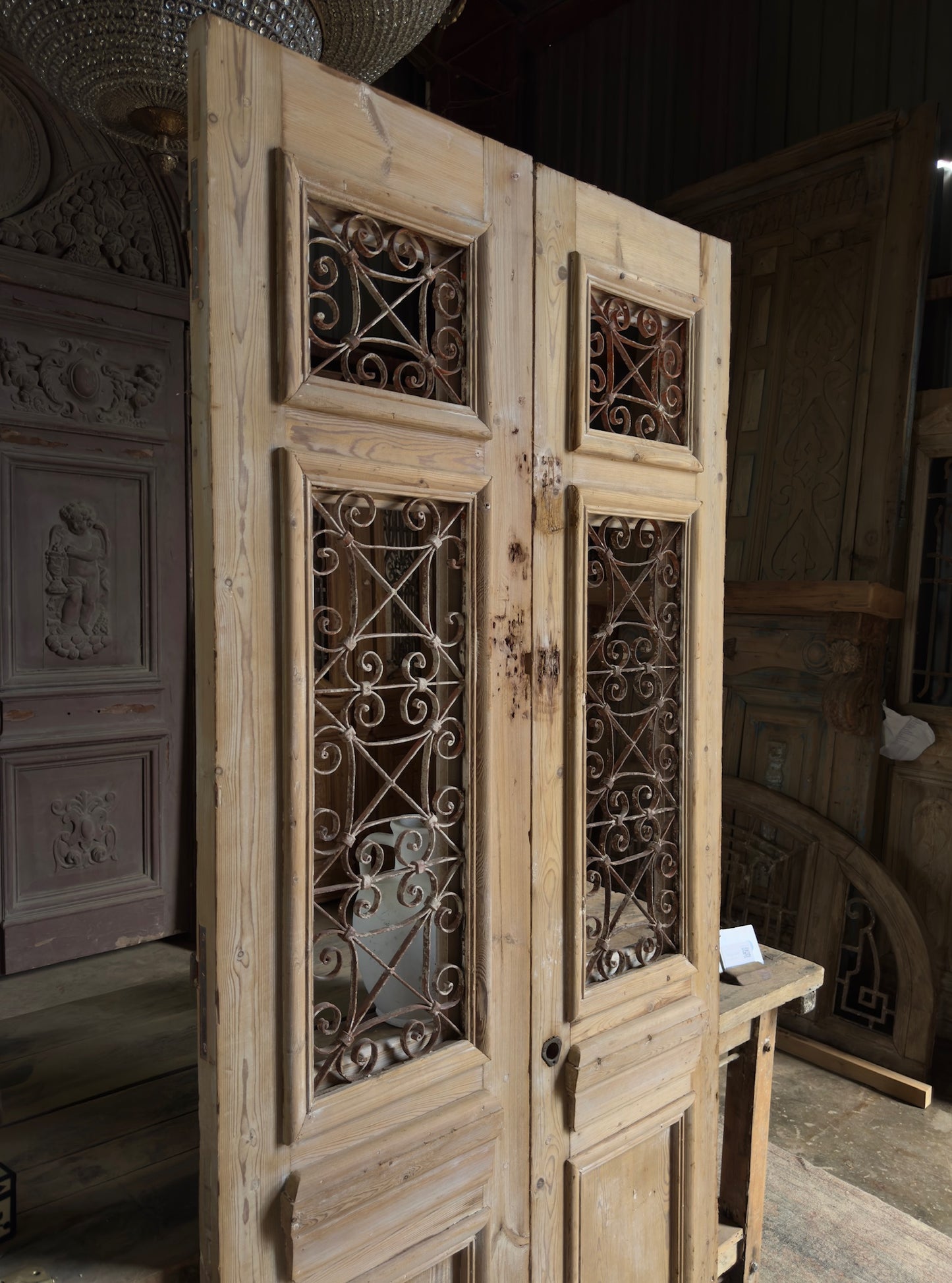 Stately Antique Iron French Doors - 39.5x87.5 K167