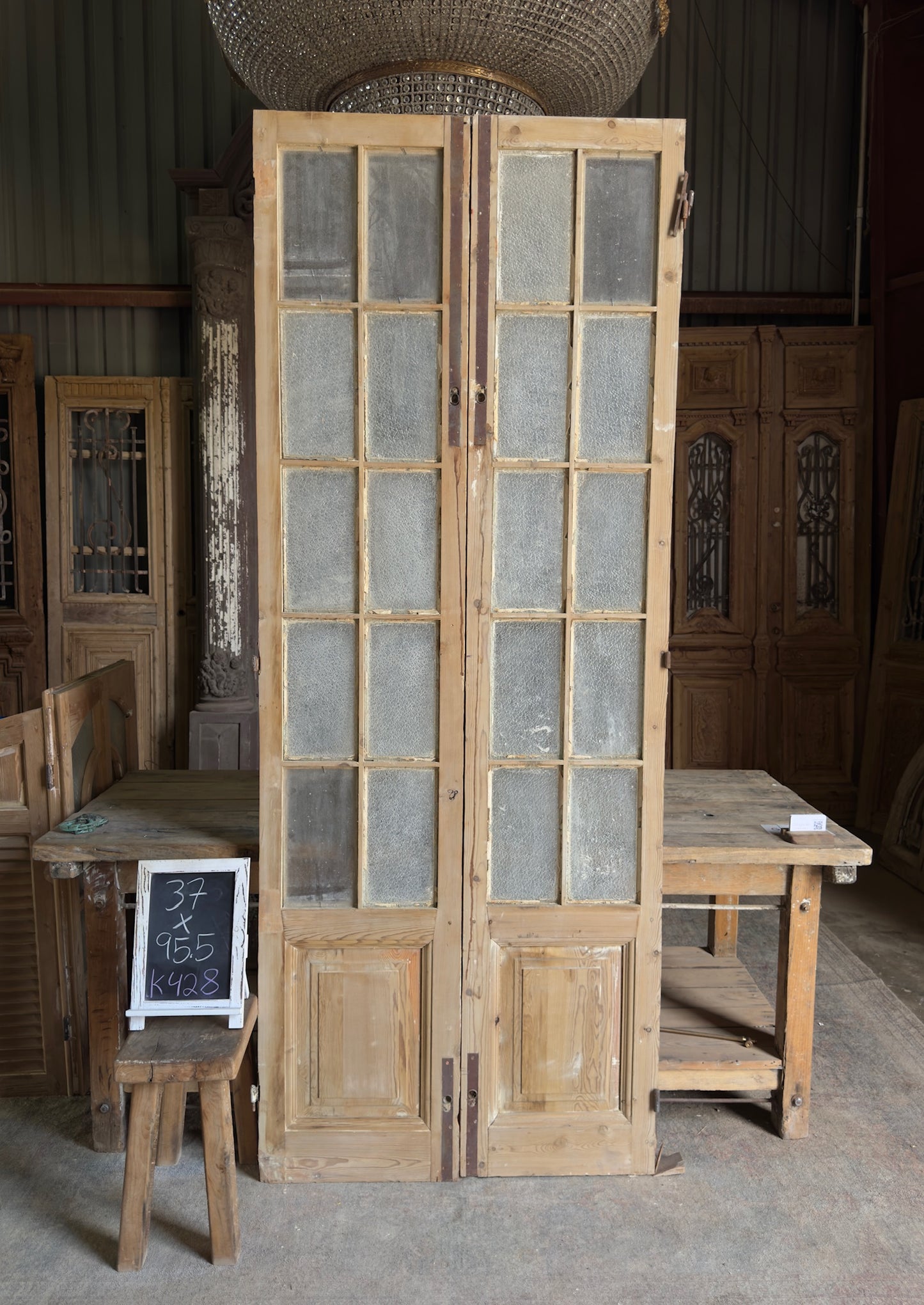 10 Lite Glass Antique French Doors - 37x95.5 K428