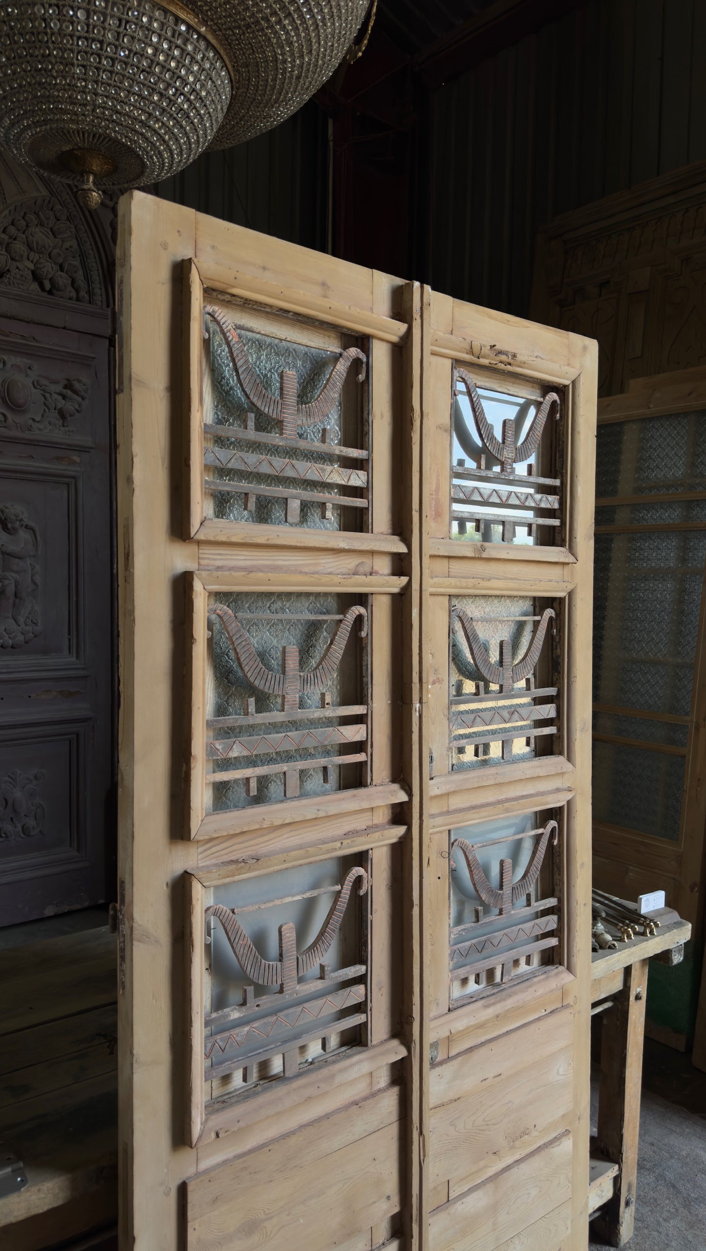Antique Iron 4 Lite French Doors - 39.5x82 - L661