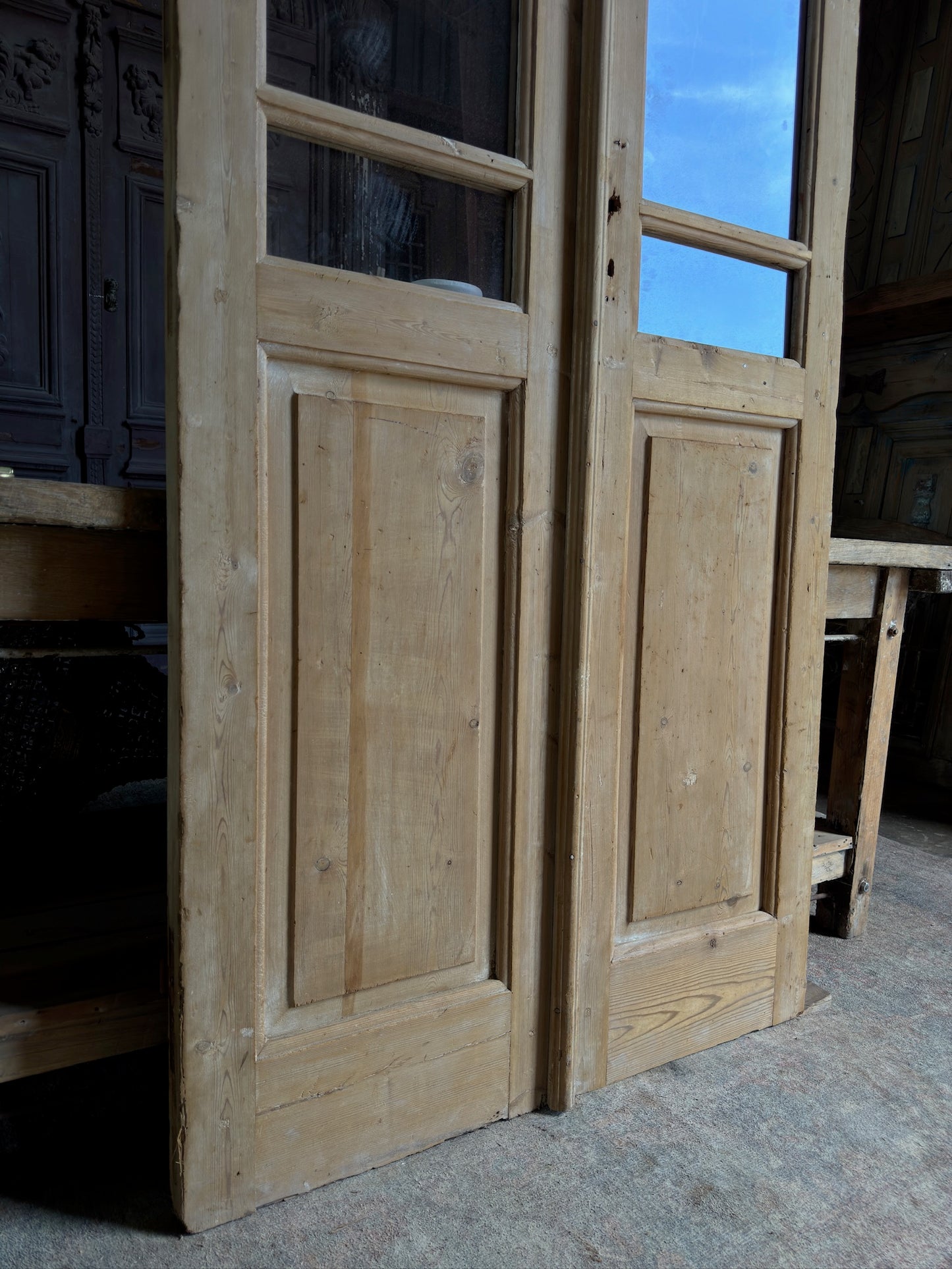 5 Lite Glass Antique French Doors - 39.25x98.5 K81