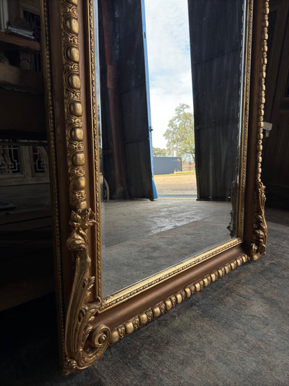 (The Victorine) Large Laurel Crest Hand Crafted Giltwood Mirror - 49.5 x 86.25 M14