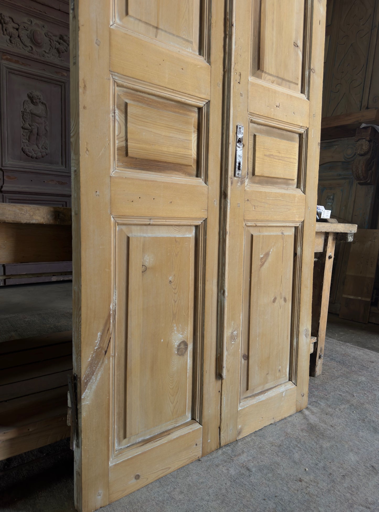 3 Panel Antique Solid French Doors - 38.5x88 K367