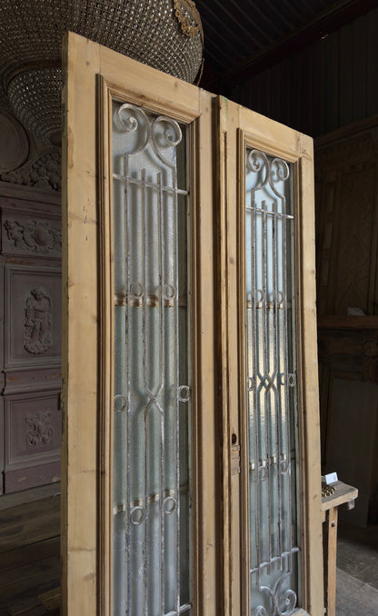 Antique Iron Single Lite French Doors - 47.5x98 - L569