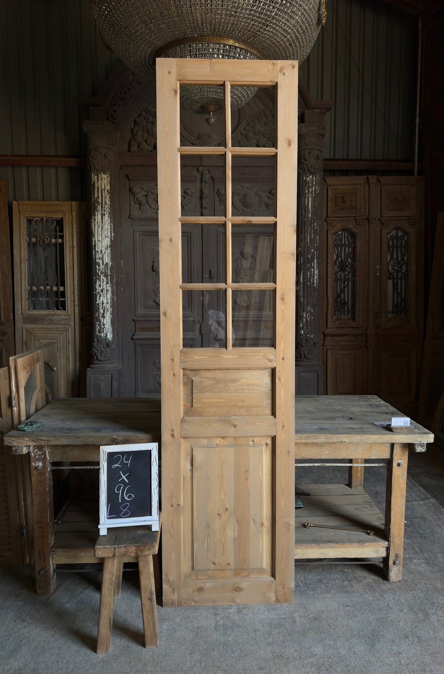 Handcrafted 8 Lite Single Glass Door - 24x96 L8