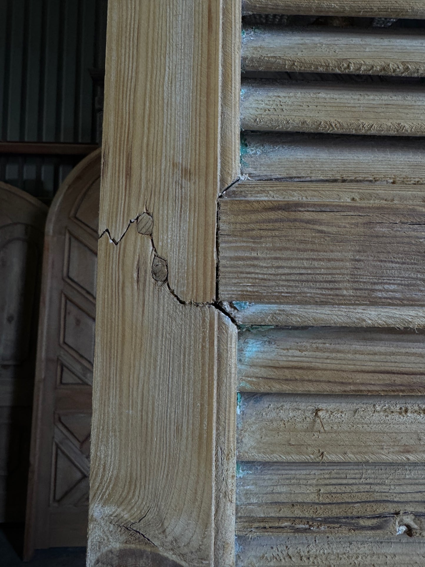 European French Antique Louvered Shutters - 43x90.5 - L409