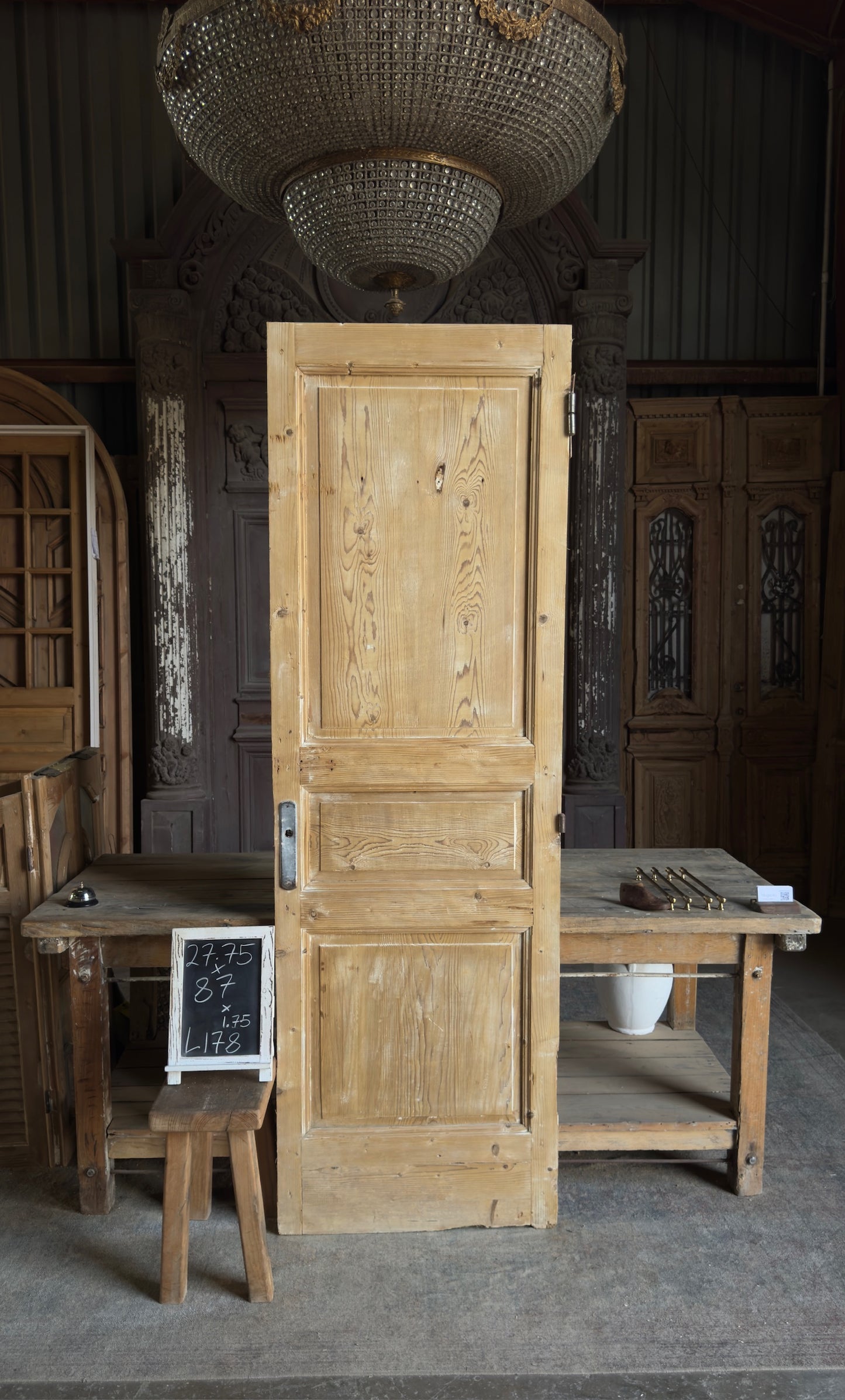 3 Panel Single Solid Antique Door - 27.75x87 - L178