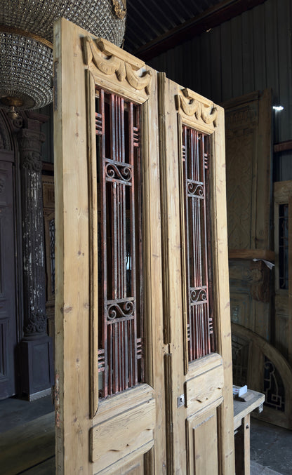Mediterranean Antique Iron French Doors - 39.5x96 K443