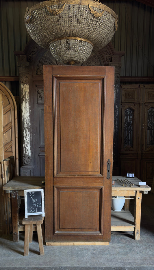 French Provincial Oak 2 Panel Antique Single Door - 35x90 - L261