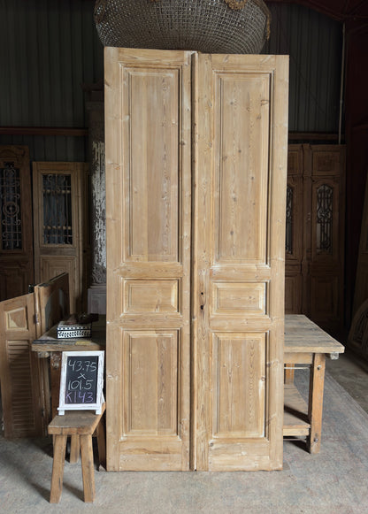 3 Panel Antique Solid French Doors - 43.75x101.5 K143